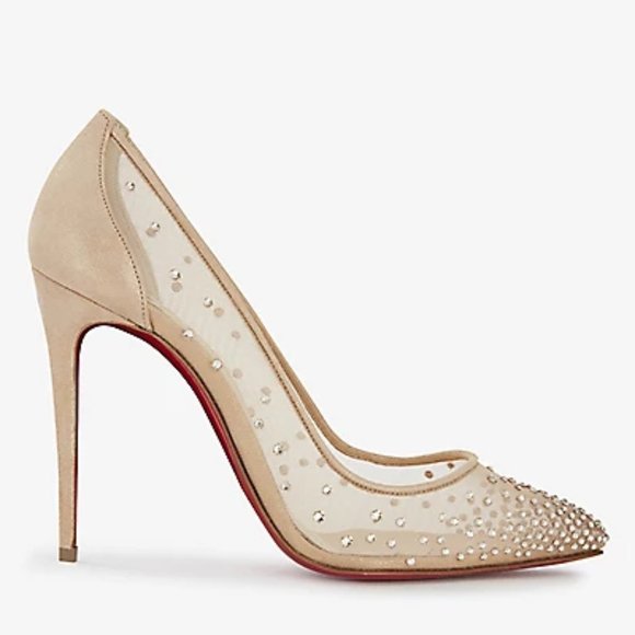 Christian Louboutin Mini Glitter Follies Strass Pump Size 37.5 - Picture 1 of 10